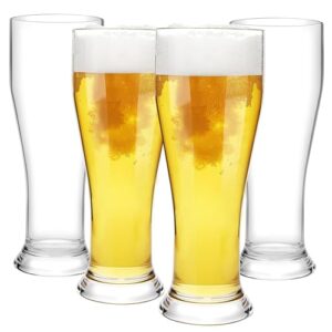 MICHELY Unbreakable Tall Pilsner Conjunto de 4 copos de cerveja (470 g), copo de cerveja de trigo de plástico Tritan copo de cerveja (Cervejas)