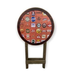 Mesa Dobrável Redonda em Madeira Adesivada, Portátil para Área Gourmet Churrasco Varanda(Cerveja Redonda) (Cervejas)