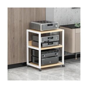 Suporte de áudio e vídeo giratório de 3 níveis Torre de madeira HiFi para toca-discos Estéreo Gabinete com Rodas Home Office Nizer (Preto 100 cm) (Equipamentos)