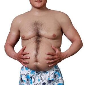 SMITIZEN Terno de barriga de cerveja de silicone plus fat falso realista grande acolchoado body para fantasia de Halloween cosplay, Cabelo natural implantado, normal (Cervejas)