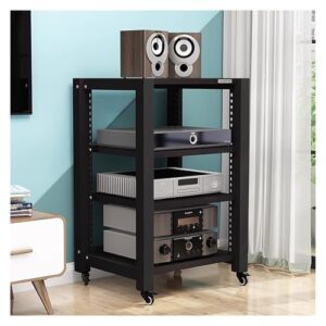 Rack de áudio HiFi com rodas suporte de componente estéreo ajustável, prateleiras para equipamentos AV e gabinetes HiFi para configuração ideal do sistema de som (Equipamentos)