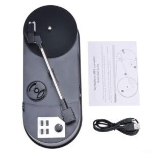 Conversor de vinil para MP3 com slot para cartão SD, leitor de discos portátil para LP 33/45 RPM, deck de gravação USB ABS compacto para uso doméstico, preto (Equipamentos)