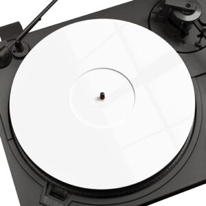 PRO SPIN Tapete giratório de acrílico branco – Tapete para toca-discos vintage de vinil de 30,48 cm – capa antiestática, reduz o ruído e sons de estática e poeira – qualidade de graves mais apertada, tapete para toca-discos (Discos de Vinil)