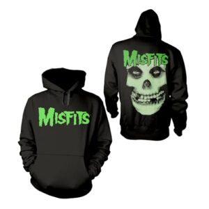Moletom com capuz preto Misfits Glow Jurek Skull | Mercadoria oficialmente licenciada, Preto, M (CDs)