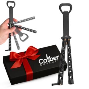 Caliber Gourmet CBG-1021-BK abridor de garrafas de borboleta multiferramentas estilo faca borboleta e abridor de cerveja suprimentos para barman, preto (Cervejas)