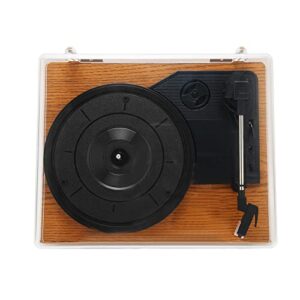 Toca Discos de Grão de Madeira Marrom V5.0 BT, Toca Discos de Vinil Retrô de 3 Velocidades, Toca Discos Sem Fio com Capa para para Sua Família ou Amigos (Discos de Vinil)