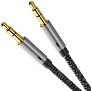Ruaeoda Cabo auxiliar pacote com 500, cabo de áudio de 3,5 mm macho para macho estéreo, som Hi-Fi, nylon, trançado, 90 cm (Equipamentos)
