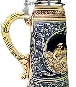 King Caneca de cerveja de 1,5 litro edição limitada 2021 Padre Rhine e Mãe Mosel Stein (German Corner), cobalto, sem pintura, tampa de estanho (Cervejas)