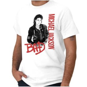 Michael Jackson Bad Music Album Cover Graphic Camiseta masculina ou feminina, Branco, G (CDs)