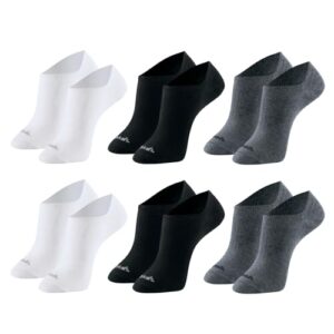 MASH Kit 6 Pares Meia Invisível Sapatilha Esportiva Faixa Tensora Active Unissex,2 Brancos - 2 Cinza Mescla Escuro - 2 Preto, 39-44