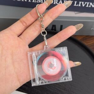 1 chaveiro de disco de CD funcional, mini estojo de CD, porta-chaves de álbum comemorativo periférico para pingente de mochila DIY (fecho lagosta, 11 x 5,3 cm) (CDs)