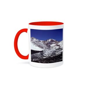 3dRose Snow Covered Peaks Rocky Mountain National Park Colorado 425 g Caneca vermelha em dois tons (Cervejas)
