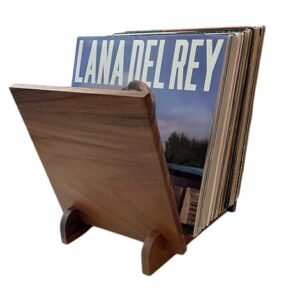The Scandifornian Porta-discos de vinil de madeira maciça de nogueira | Armazenamento de discos de vinil com tela flip, armazenamento de vinil de grão de madeira limpa | Armazenamento de 50 álbuns de (Equipamentos)