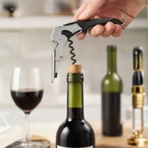 Abridor de Garrafas e Vinho 2 em 1 Preto – Abridor de Cerveja e Saca-Rolhas com Design Moderno – Resistente e Fácil de Usar (Cervejas)