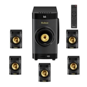 Bobtot Sistema de home theater subwoofer pequeno de 10 cm 200 W 5.1/2.1 canais sistema de som surround com entrada HDMI ARC ótica Bluetooth (Equipamentos)