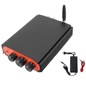 Hyuduo Amplificador Digital de Canal Duplo BT 5.3, Caixa de Liga de Zinco, Potência de 300 W para Alto-falantes de Home Theater (Plugue UE) (Equipamentos)