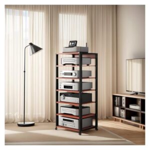 Suporte de mídia de áudio, prateleira de amplificador de 7 níveis, suporte para toca-discos, móveis de gabinete estéreo de alta fidelidade com armazenamento de discos/prateleira para toca-discos (cor (Equipamentos)