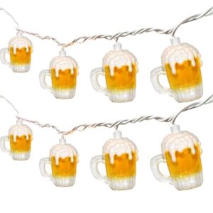 Bokoiuu Luzes de corda de cerveja para decoração do dia de São Patrício de 2,5 m, luzes de corda de caneca de cerveja de clube de verão com 14 luzes de cerveja à prova d'água 3D (4 sobressalentes (Cervejas)
