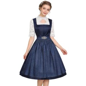 Fantasia feminina Oktoberfest, vestido vintage, conjunto completo, vestido de cerveja bávaro, festival, dia das bruxas, férias e dança, Azul, XGG (Cervejas)