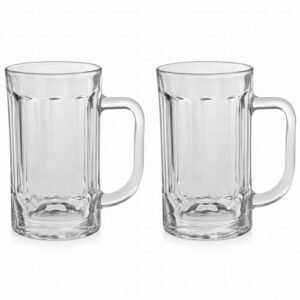 Canecas De Chopp 430ml - 2 Unidades - Em Vidro Reforçado – Estilo Taberna, Resistentes, Ideais Para Cerveja (Cervejas)