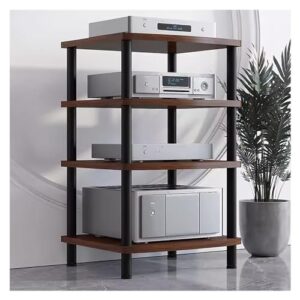 Suporte de áudio HiFi de metal e madeira de 2/3/4 níveis para amplificadores, toca-discos e estéreos, gabinete de mídia AV, solução de armazenamento HiFi Fur (Equipamentos)