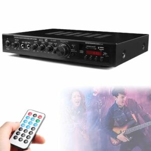 Amplificador Hi-Fi De 5.1 Canais, Com Indicador LED E Interface USB, Subwoofer, Compatível Com Rádio FM/AM, Ajuste De Volume, Ideal Para TV, Caixas De Som, Karaokê, Preto.,Black (Equipamentos)