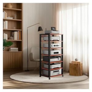 Prateleira de áudio Hi-Fi, rack de fono de 55 x 40 x 131 cm, suporte moderno para toca-discos e móveis de TV, gabinete de componente AV com estrutura de metal durável para uso doméstico (Equipamentos)