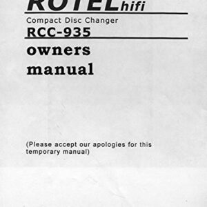 Rotel RCC-935 CD Changer Owners Instruction Manual Reprint [Plastic Comb] [Jan 01, 1900] (CDs)