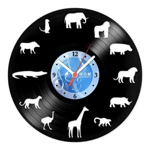 Relógio De Parede Disco Vinil Animais - Animais da Selva - VAN-031 (Discos de Vinil)