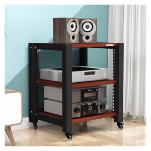 Rack de áudio HiFi com rodas suporte de componente estéreo ajustável, prateleiras para equipamentos AV e gabinetes HiFi para configuração ideal do sistema de som (Equipamentos)
