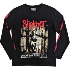 Camiseta de manga comprida com bandeira de esqueleto Slipknot preta, Preto, XG (CDs)
