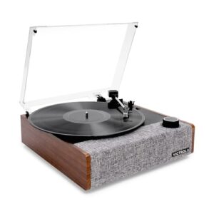 Victrola Leitor de discos Eastwood II, toca-discos com acabamento de nogueira com alto-falantes, Bluetooth 5.1 e tecnologia de transmissão de vinil, reprodutor de vinil de 3 velocidades estilo (Equipamentos)