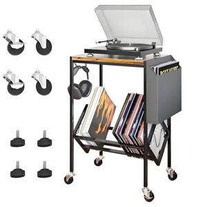 Mesa de Toca-Discos, Suporte para Toca Discos, Suporte para Toca-Discos, Suporte para Toca-Discos de 2 NíVeis, Organizador de Discos de Até 200 áLbuns, Suporte Grande para Toca-Discos de Vinil (Equipamentos)