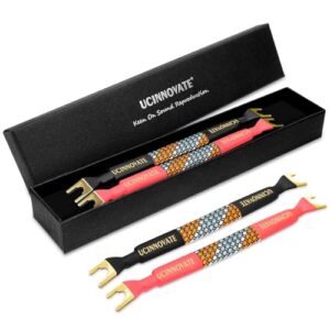 UCINNOVATE Pacote com 4 cabos de alto-falante HiFi OFC de 15 cm, cabo de alto-falante, ponte de dois fios, alto-falantes com placas de jumper banhadas a ouro, terminais de cabos flexíveis 11AWG (Equipamentos)