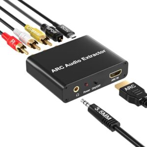 AMANKA Adaptador Hdmi Arc, Extrator de Áudio Arc com Conversor de Áudio Estéreo Hdmi Arc para Rca Digital Óptico Toslink Spdif E Analógico 3.5Mm (Equipamentos)