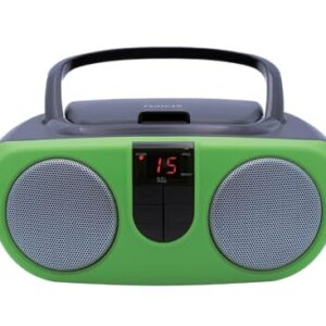 Sylvania Leitor de CD portátil SRCD243 com rádio AM/FM, caixa de som (verde) (CDs)