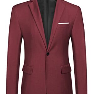COOFANDY Blazer masculino casual esportivo casaco slim fit um botão jaqueta esportiva leve, Vinho tinto, P (Vinhos)