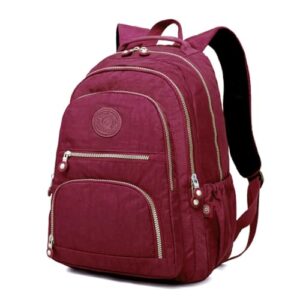 Mochila Bolsa Leve Fofa Feminina Bordo Vinho Fashion Viagem Estudante Casual Faculdade Impermeável (Vinhos)