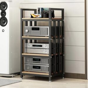 Rack HiFi multicamadas para equipamento de áudio e discos de vinil, gabinete de mídia AV e suporte de roteador, elegante, solução de armazenamento de fono preto (Equipamentos)