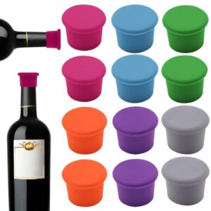 12 peças de rolhas de silicone para vinho, tampa de silicone reutilizável, tampas de garrafa de vinho, rolhas para manter o armazenamento de cerveja espumante de vinho champanhe fresco (6 cores) (Vinhos)
