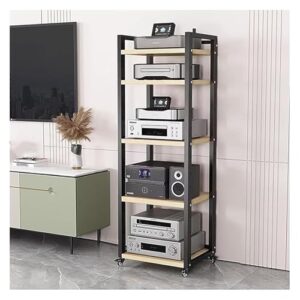 Rack de alta fidelidade de 5 estágios para toca-discos e sistemas estéreo, prateleira de canto ajustável, gabinete de mídia perfeito para home theater e sala de estar (preto) (Equipamentos)