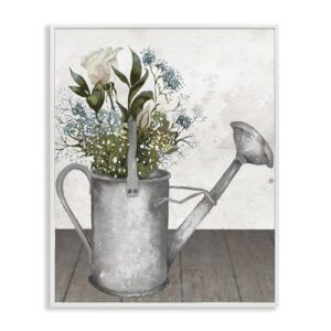 Stupell Industries "Regador de jarro floral", arte giclée emoldurada, branca, 28 x 35 cm, fácil de pendurar e resistente, feito nos EUA, por Elizabeth Medley (CDs)