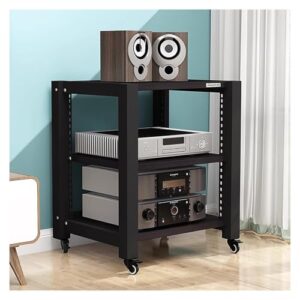 Rack de áudio HiFi com rodas suporte de componente estéreo ajustável, prateleiras para equipamentos AV e gabinetes HiFi para configuração ideal do sistema de som (Equipamentos)