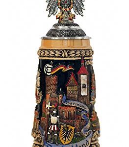 Zöller & Born German Beer Stein Germany 0,5 litros de tanque, amarelo, com pt. tampa de estanho e águia de estanho, caneca de cerveja ZO 1746/9913 (Cervejas)