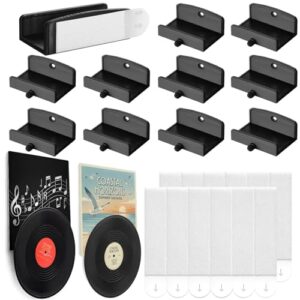 Chumia Pacote com 12 discos de vinil, suporte de parede, preto, com dois monitores, prateleira de armazenamento de álbuns para 1LP e 2LP com tiras para pendurar e parafuso para álbum, disco, estante (Equipamentos)