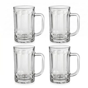 Canecas De Chopp 430ml - 4 Unidades - Em Vidro Reforçado – Estilo Taberna, Resistentes, Ideais Para Cerveja (Cervejas)