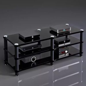 Suporte de mídia AV de vários níveis HiFi Rack com absorção de choque, grandes suportes estéreo para amplificadores, alto-falantes e toca-discos, solução de armazenamento de áudio e vídeo doméstico (Equipamentos)