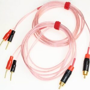 Jonronfey Adaptador RCA para plugue banana pares de cabos de alto-falante OFC HiFi, adaptador RCA para fio de alto-falante, incluindo conectores RCA macho para 2 pares de plugues banana angulados de 2 (Equipamentos)