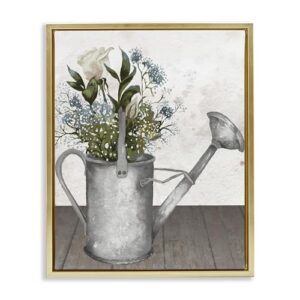 Stupell Industries "Regador de jarro floral", arte em tela com moldura flutuante, dourada, 63 x 78 cm, fácil de pendurar e resistente, feita nos EUA, por Elizabeth Medley (CDs)