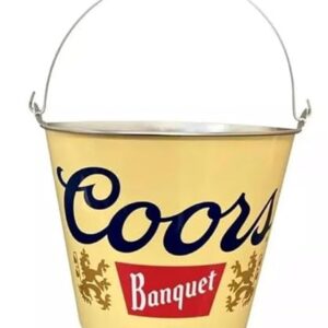 Coors Banquet Balde de gelo de metal com alça, amarelo, 2 galões, entretenimento de festa (Cervejas)
